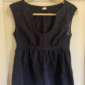 J. Crew Pineapple Print Navy Top